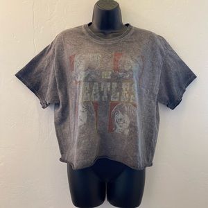 The Beatles Crop T-Shirt Charcoal Grey Size L